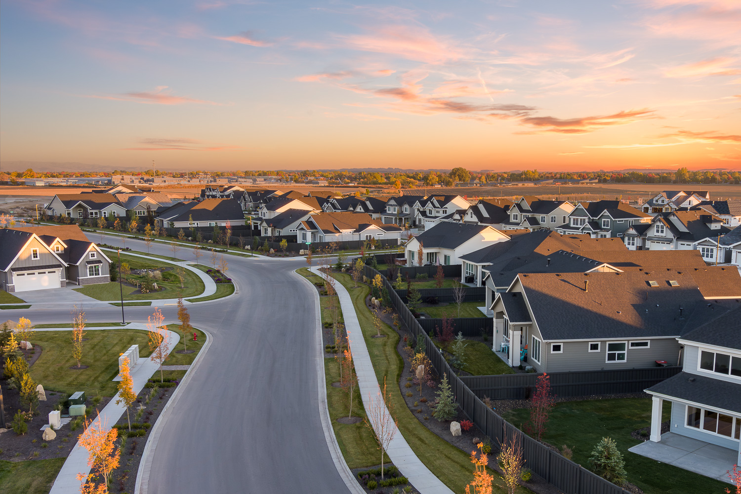 Stunning golden sunset over Boise Idaho foothills landscape