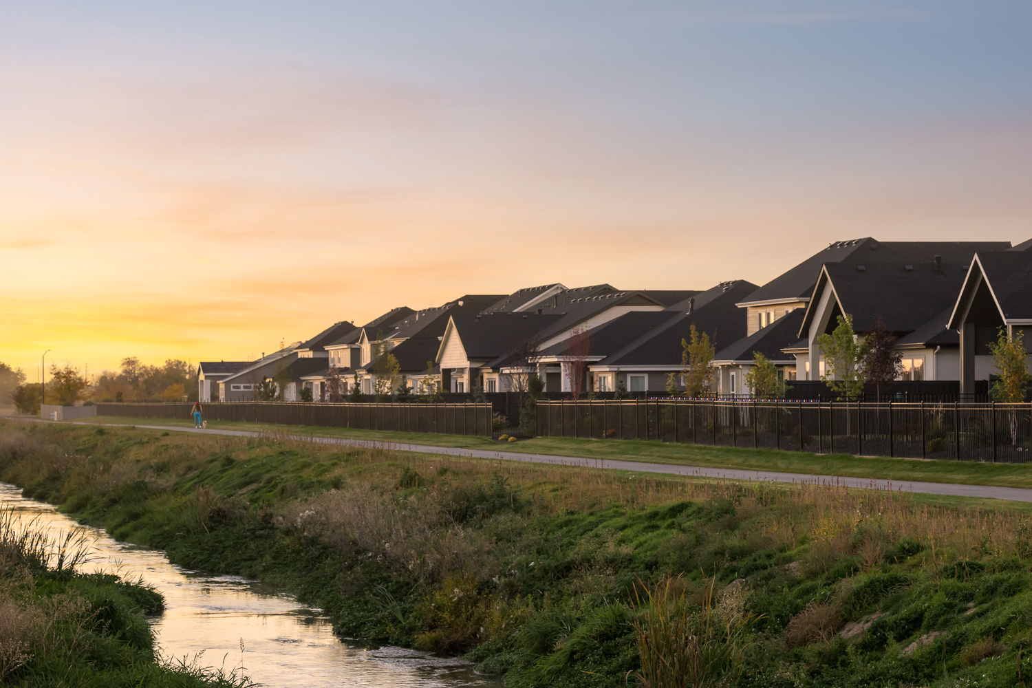 Colorful sunset sky over Boise Idaho valley from elevated viewpoint