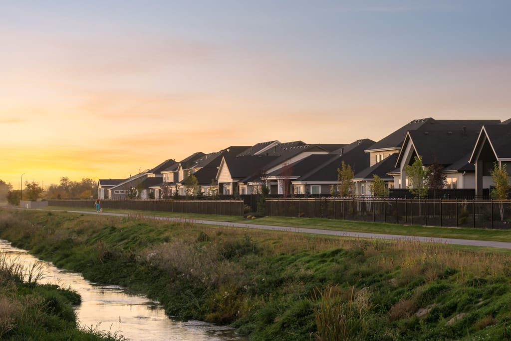 Colorful sunset sky over Boise Idaho valley from elevated viewpoint
