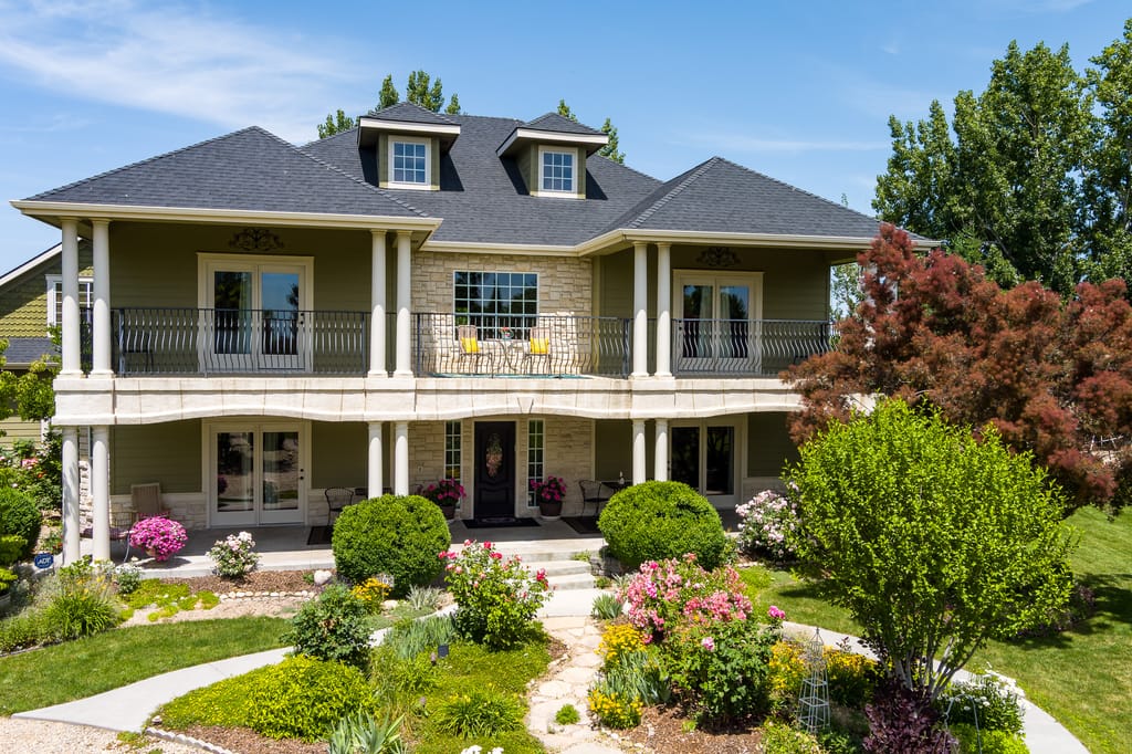 Aerial drone photo of large estate on hillside in Boise Idaho foothills