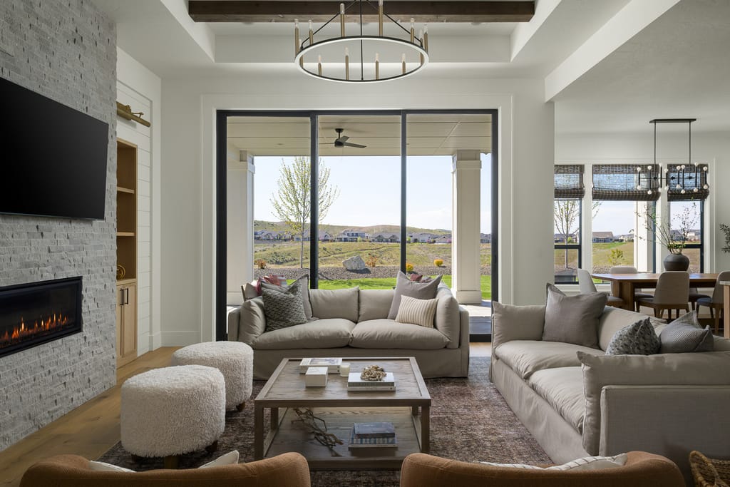 Luxury home exterior with pool and landscaping in Eagle Boise Idaho